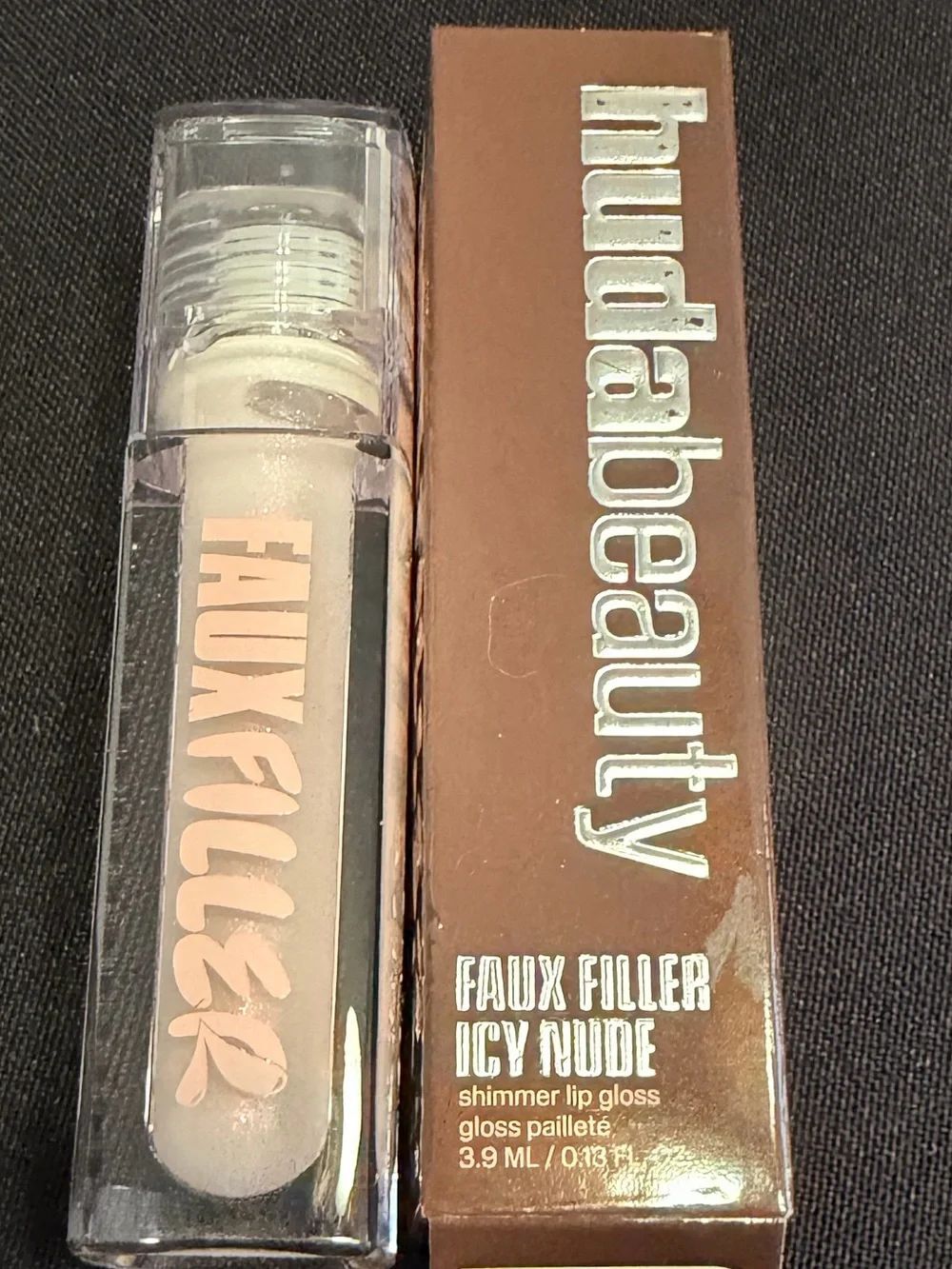 🌷 Huda Beauty Faux Filler Icy Nude Shimmer Lip Gloss New FullSz
